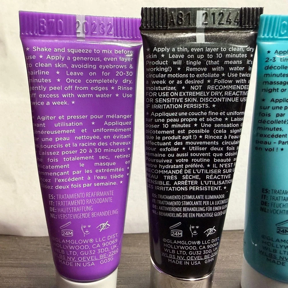 Glamglow Face Mask Set Supermud Youthmud Thirstymud Gravitymud Travel Size 4pc